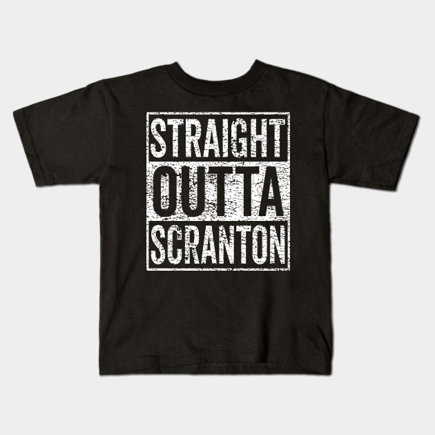 straight outta scranton vintage distressed Kids T-Shirt by wallofgreat